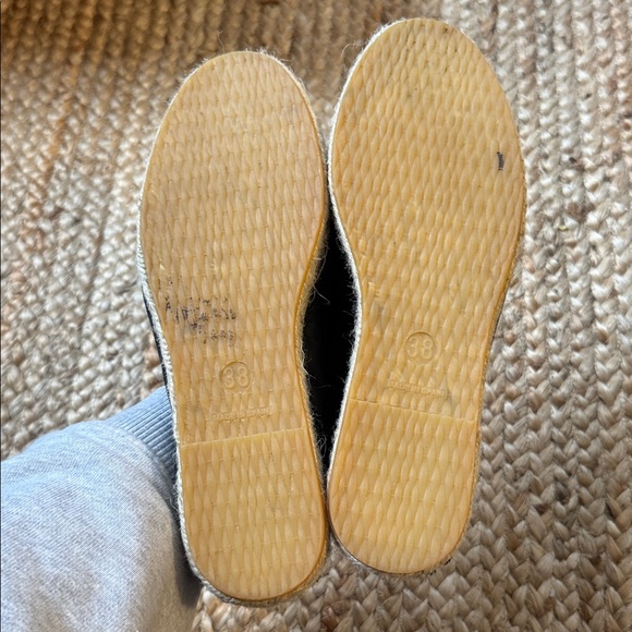 Free People 38 Black Leather Espadrille Flats Shoes - Picture 6 of 7